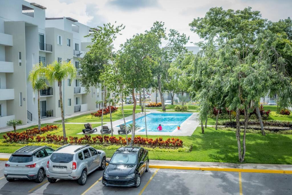 Depto 2 Rec. Con Vista A La Piscina En C. Privada Leilighet Playa del Carmen Eksteriør bilde